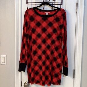 Victoria’s Secret Red & Black Checkered Thermal Sleepshirt